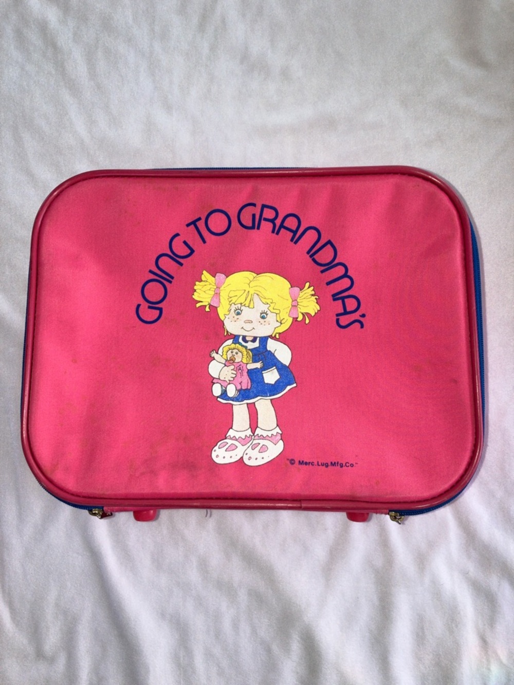 Vintage Mercury Going to Grandma's Pink Children’s Suitcase 1980s